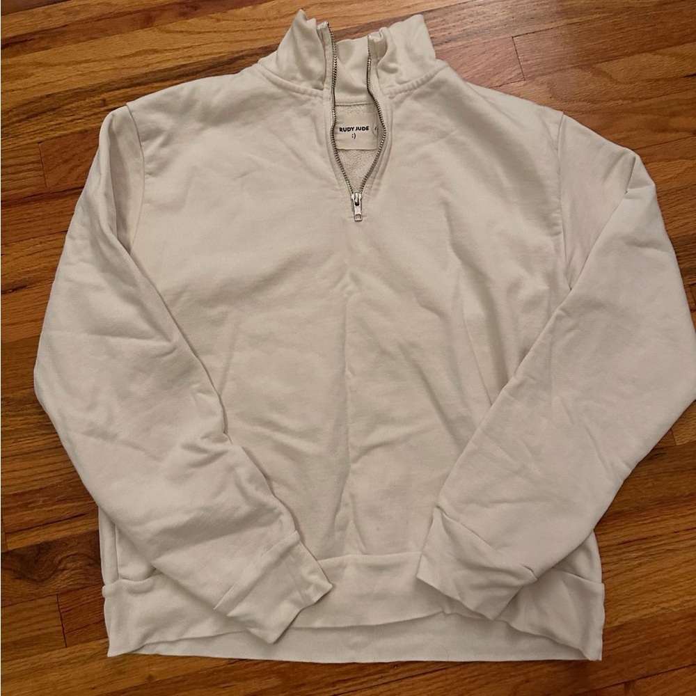 Rudy Jude White Half-Zip Sweatshirt